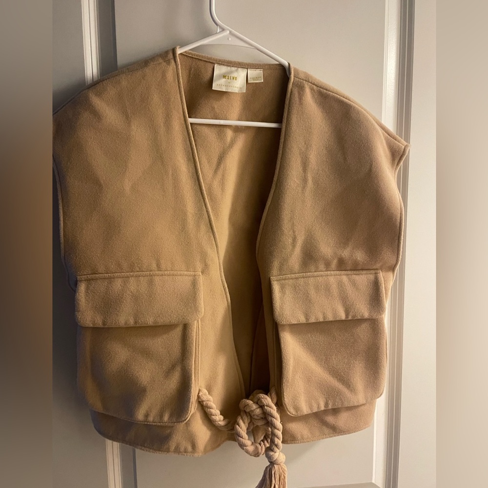 Anthropologie Cropped Sweater Vest in Tan One Size